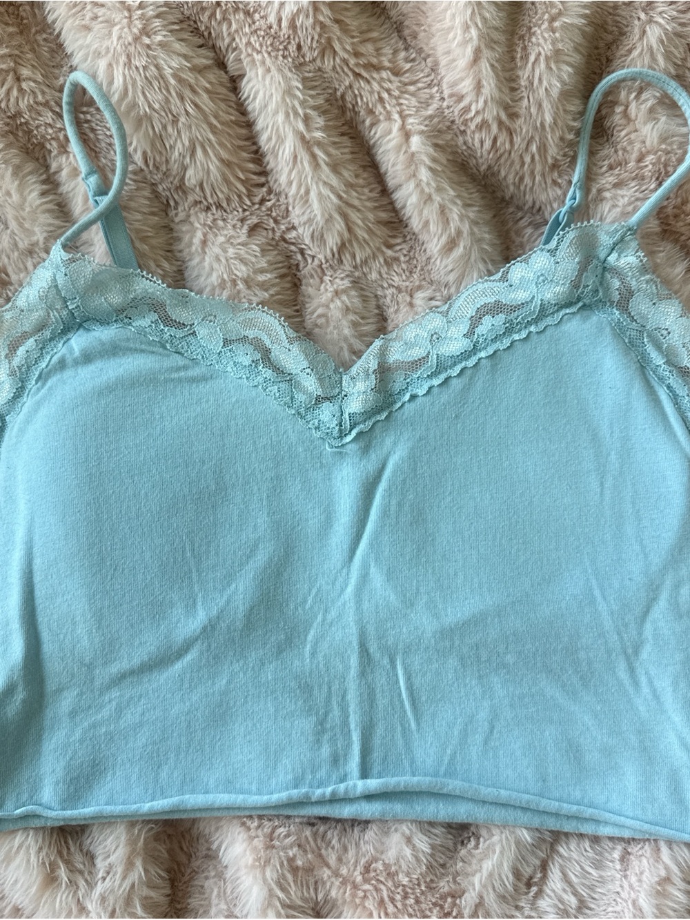 Light Blue Lace Trim Cami Top